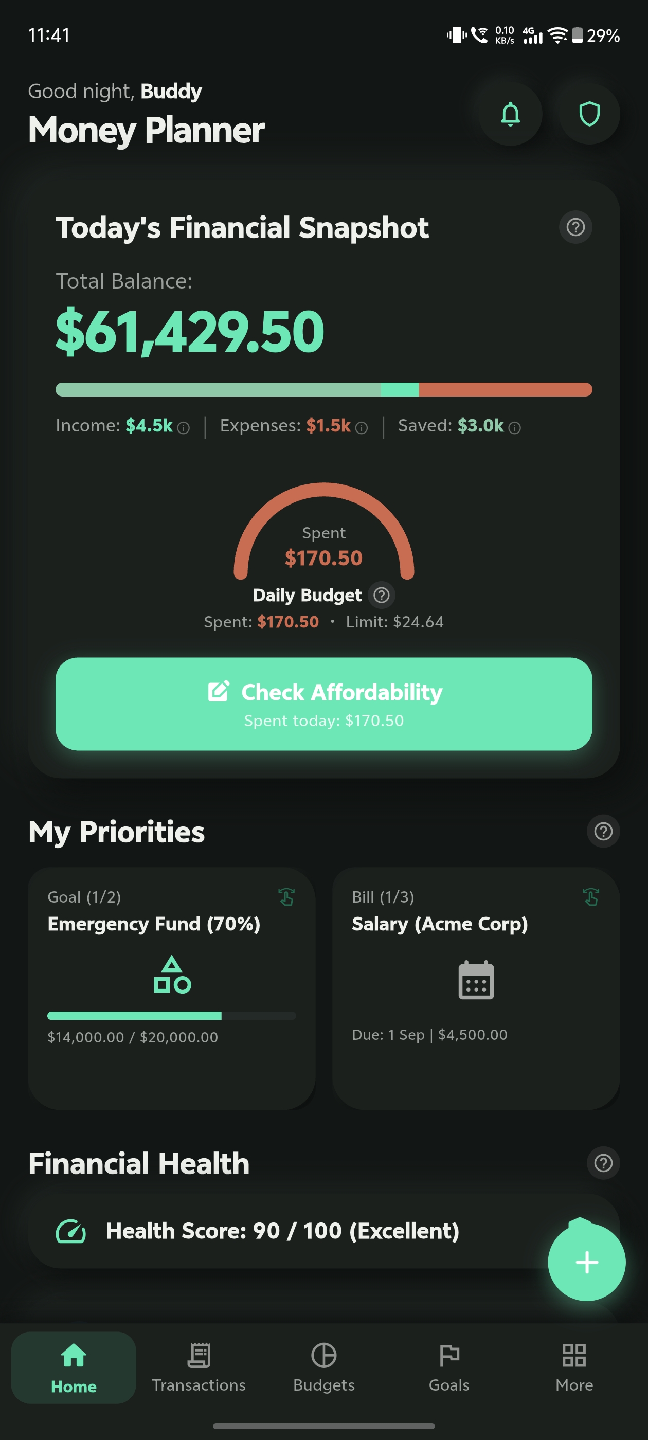 Money Planner - OLED Dark Theme