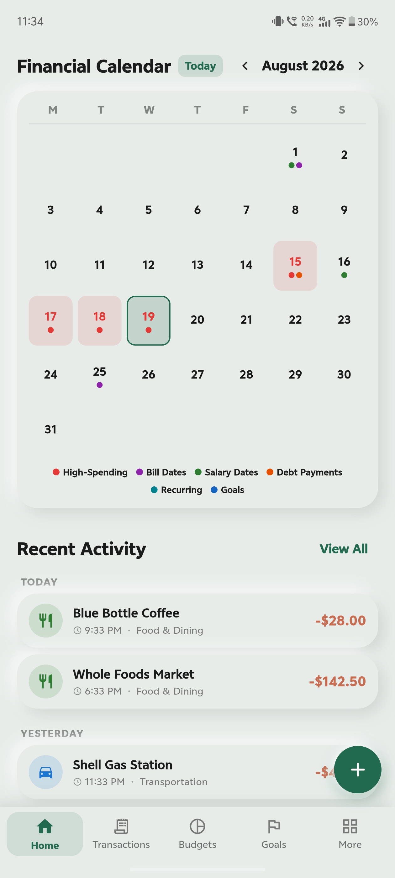 Money Planner - Financial Calendar View
